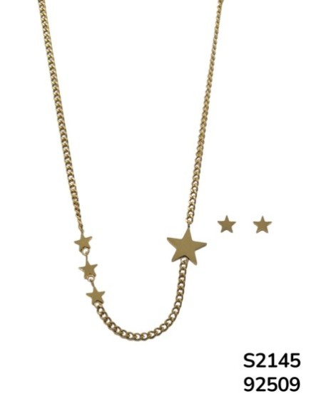 S2145 Conjunto de aretes y cadena con dije de estrella