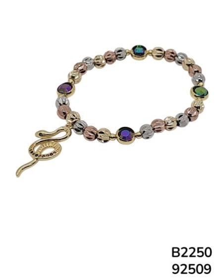 B2250 Brazalete Místico con Cuentas y Colgante de Serpiente Dorada