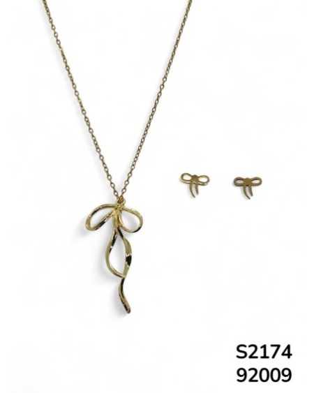 S2174 Conjunto de joyería con dije y aretes de lazo