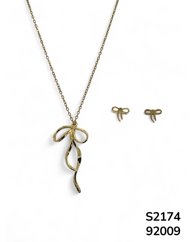 S2174 Conjunto de joyería con dije y aretes de lazo