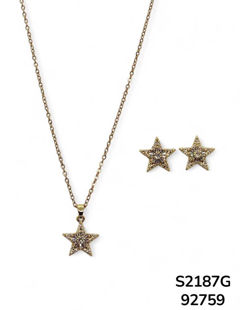 S2187 Conjunto de aretes y cadena con dije de estrella