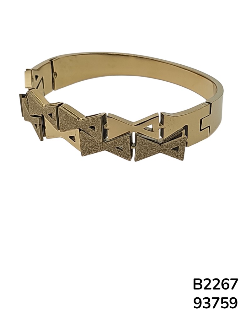 B2267 Brazalete Rígido Geométrico en Dorado