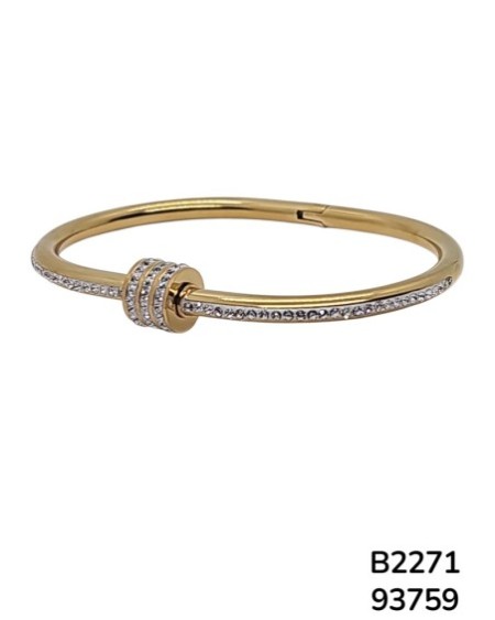 B2271 Brazalete Dorado con Anillos de Strass