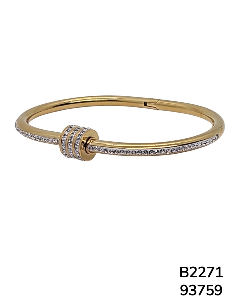 B2271 Brazalete Dorado con Anillos de Strass