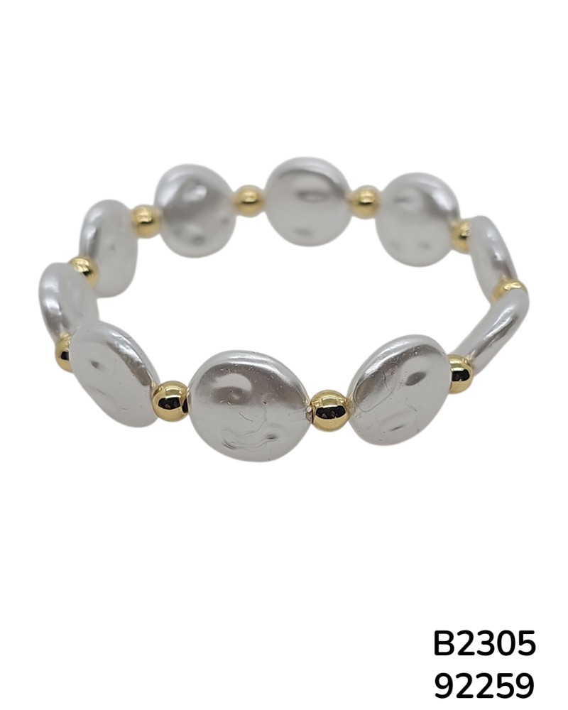 B2305 Pulsera de Perlas y Cuentas Doradas