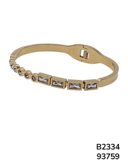 B2334 Brazalete Chapado en Oro con Piedras de Formas Variadas