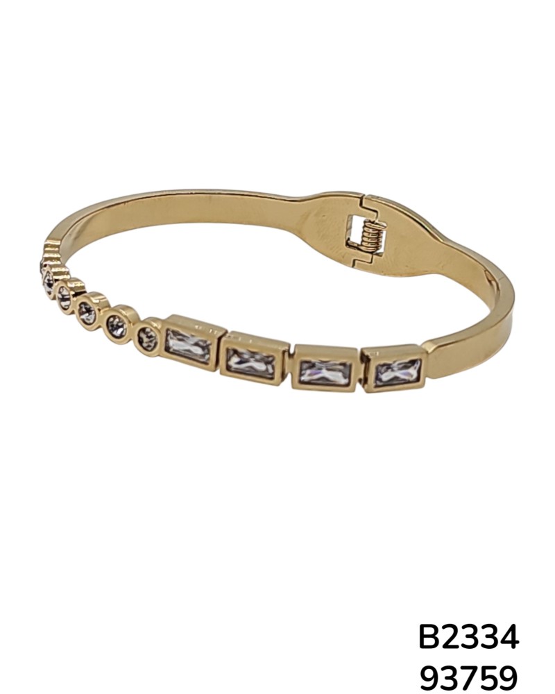 B2334 Brazalete Chapado en Oro con Piedras de Formas Variadas